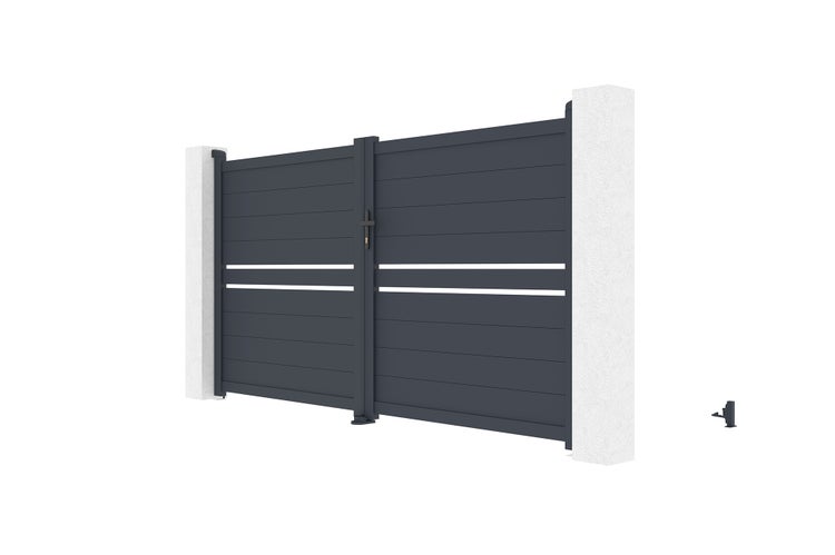 Flügeltor 3m CIMONE H.160 graues Aluminium