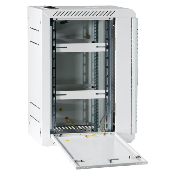 ProfiPatch Netzwerkschrank Wandgehäuse 10 Zoll 12HE PREMIUM montiert Tiefe 300mm grau