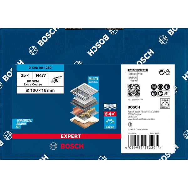 Bosch 25x Expert N477 SCM Scheibe für Winkelschleifer 100 x 16 mm extra grob - 2608901260