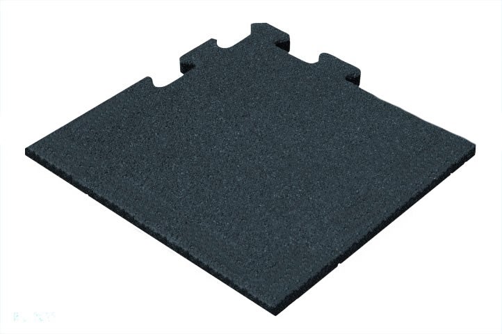 Gummifliese Schwarz 25mm - 50x50 cm - Puzzle System Eckstück