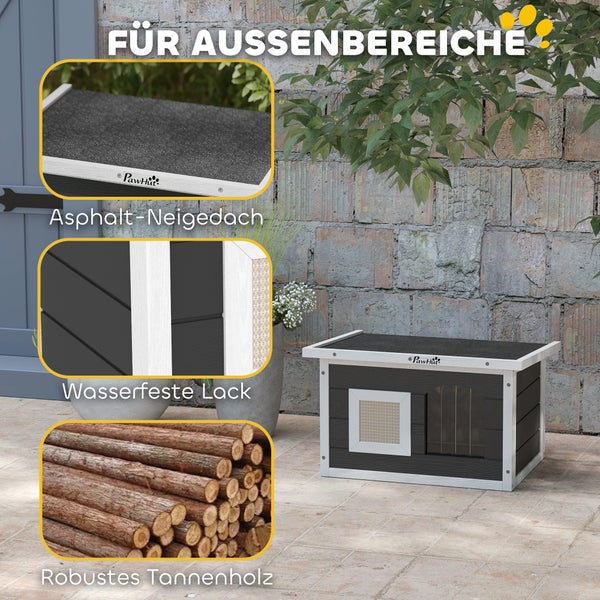 Hundehütte aus Tannenholz mit wasserfester Lackierung und Asphalt Dachpappe für den Außenbereich
