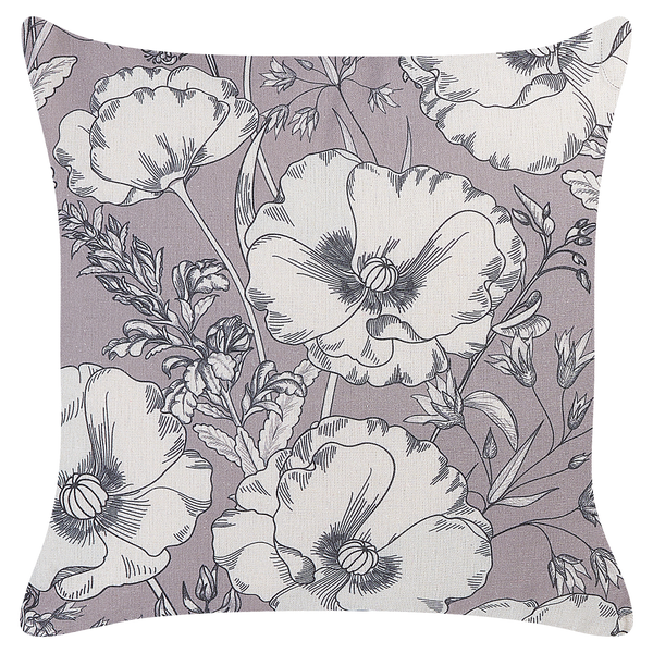 Dekokissen mit Mohnblumen-Druck, quadratisches Kissen mit floralem Muster.
