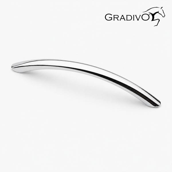 Gebogener Möbelgriff aus poliertem Metall von Gradivo.