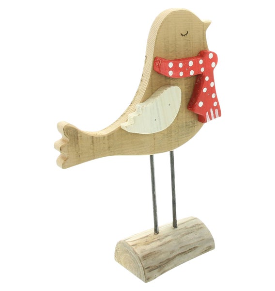 FRANK FLECHTWAREN | Figur Wintervogel, 20 x 27 cm, HOLZ, METALL