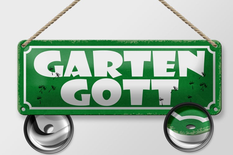 Blechschild Spruch 27x10cm Garten Gott Dekoration