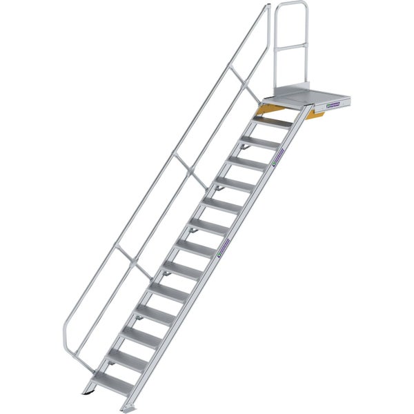 Günzburger Steigtechnik Treppe mit Plattform 45° Stufenbreite 600 mm 14 Stufen Aluminium geriffelt - 600434