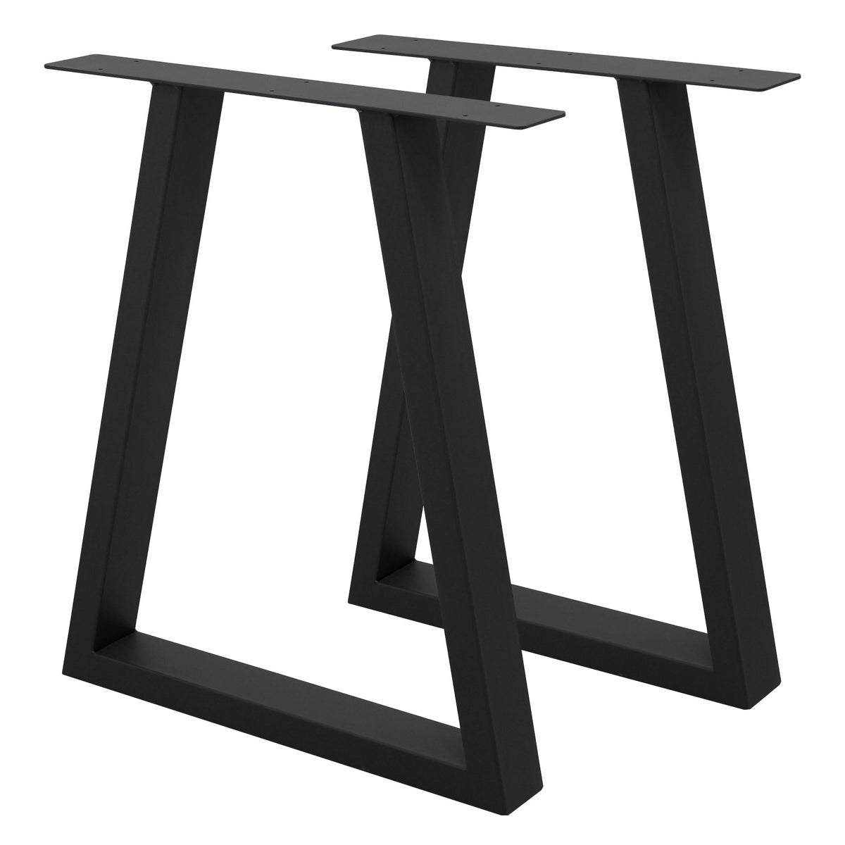 ECD Germany 2x Tischbeine Trapez Design, 60 x 72 cm, Schwarz, aus pulverbeschichtetem Stahl, Industriedesign, Metall Tischkufen Tischuntergestell Tischgestell Möbelfüße, für Esstisch Schreibtisch