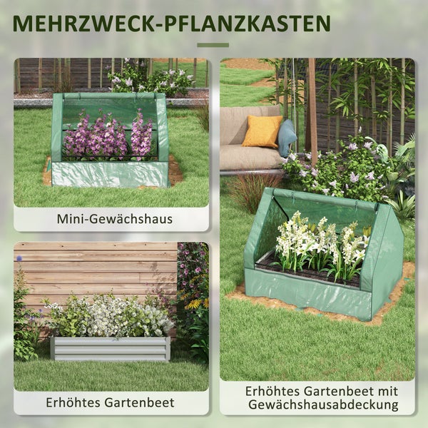Outsunny Foliengewächshaus, Gewächshaus, 125 x 95 x 92 cm, PE, Verzinkter Stahl, Grün