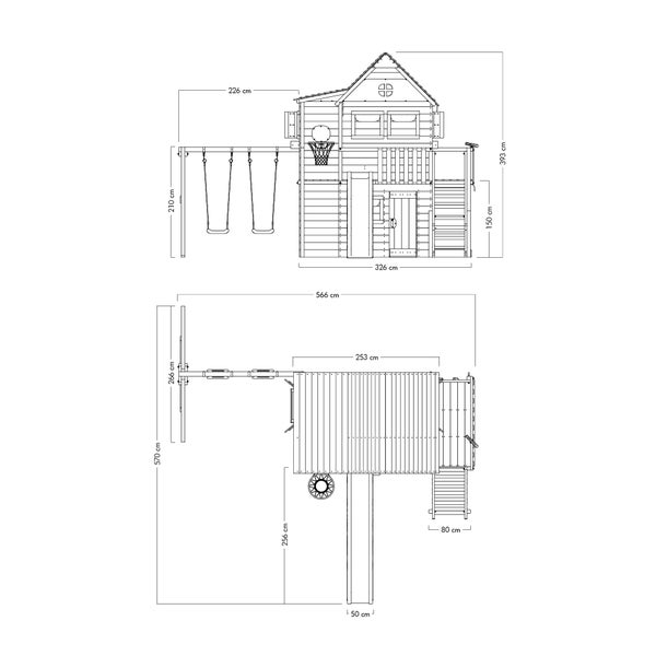 WICKEY Stelzenhaus Smart ArtHouse mit Schaukel und Rutsche,integriertem Sandkasten und großem Spielhaus mit massiver Treppe mit Handlauf, Fenstern, Rollos und Blumenkasten -  grün