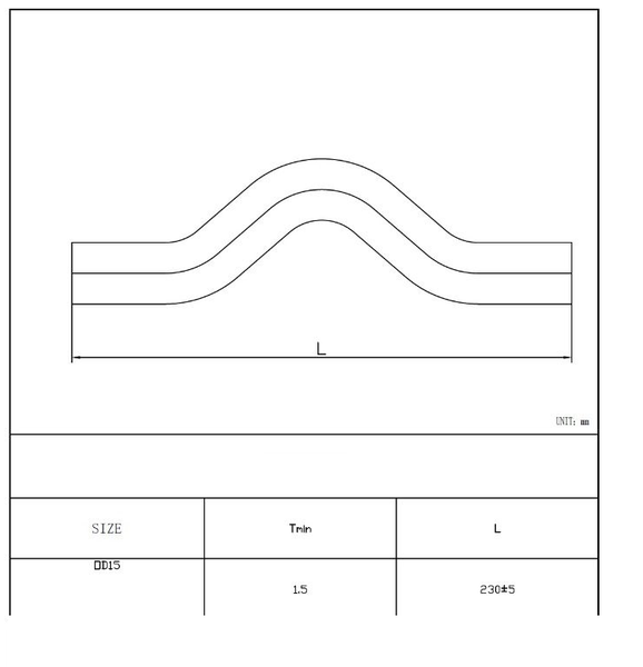 Technische Zeichnung eines Rohrbogens mit Maßangaben