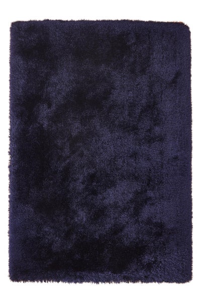 Hochflor Teppich Velvique Blau Uni handgetuftet 160 x 230 cm