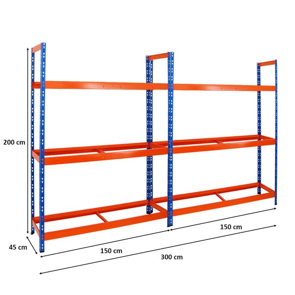 PROREGAL Mega Deal 2x Reifenregal Tiger XL HxBxT 200 x 150 x 45 cm Bis Zu 36 Reifen Blau-Orange