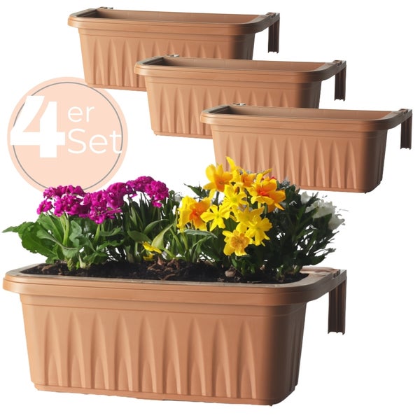Viererpackung Pflanzkästen mit Blumen