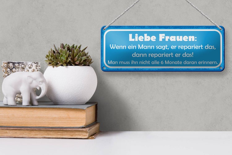 Blechschild Spruch 27x10cm Liebe Frauen wenn Mann sagt dann Dekoration