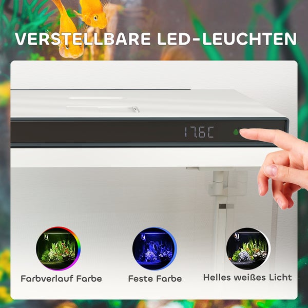 PawHut 26 Liter Aquarium mit Filter, LED-Beleuchtung, Wasserpumpe, für verschiedene Fischarten, ca. 38 x 26 x 38 cm