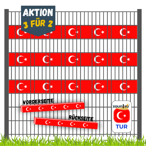 Zaunblende mit türkischer Flagge im Angebot drei für zwei