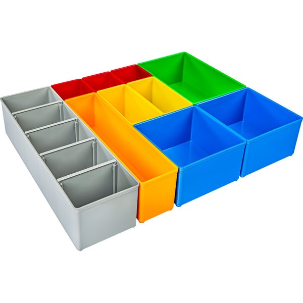 Mehrfarbige Aufbewahrungsboxen zur Werkstattorganisation