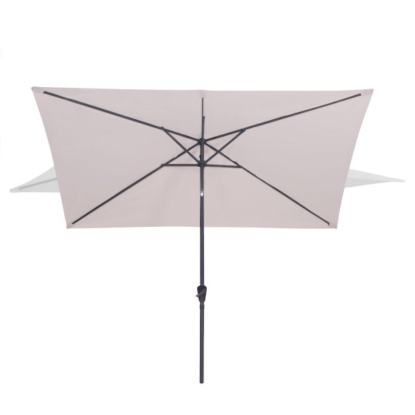 VONROC Sonnenschirm rechteckig 200x300 - Rechteckiger Sonnenschirm für Terasse, Garten, Balkon, Gastro - Knickbar, Kurbel, Wetterfest - Rapallo (Beige)