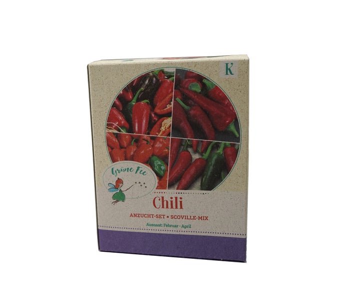 Grüne Fee Chili Anzucht-Set Scoville-Mix mit verschiedenen Chilischoten, Aussaat von Februar bis April.