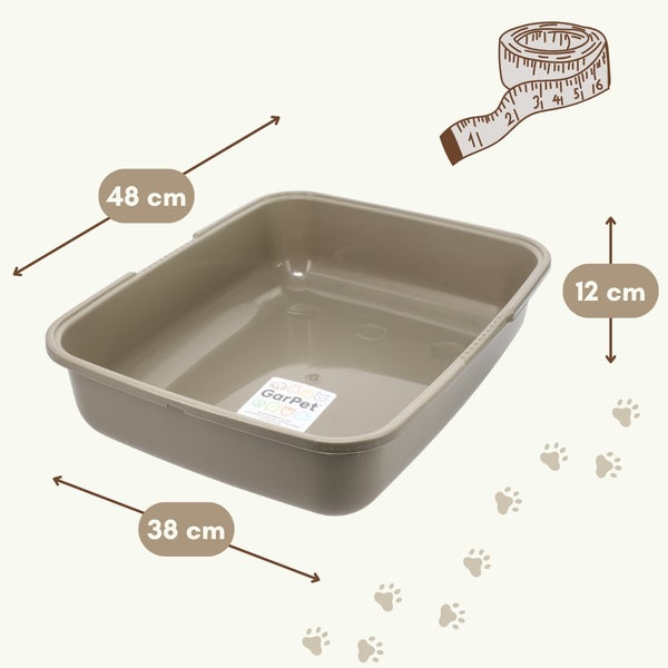 GarPet Katzentoilette Schalentoilette mit den Maßen 48 Zentimeter mal 38 Zentimeter mal 12 Zentimeter.