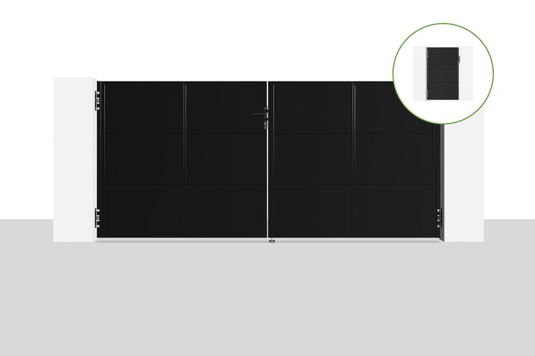 Drehtorpaket NALI 3,5m H.160cm + Tor H.160cm mattschwarz
