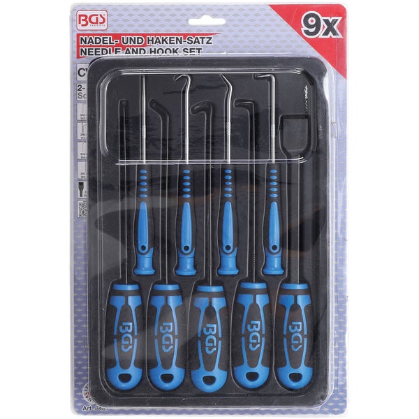 Nadel und Hakensatz mit neun Teilen in Verpackung