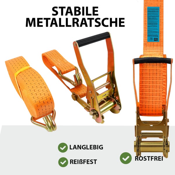 Spanngurt mit stabiler Metallratsche, langlebig, reißfest und rostfrei
