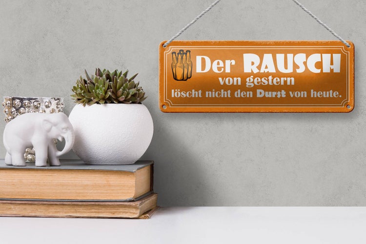 Blechschild Spruch 27x10cm der Rausch gestern löscht nicht Dekoration