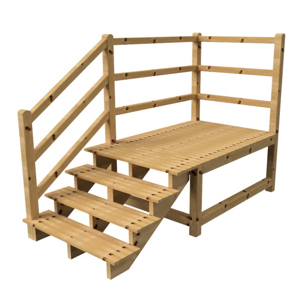 Holzpodest mit Treppe und Geländer