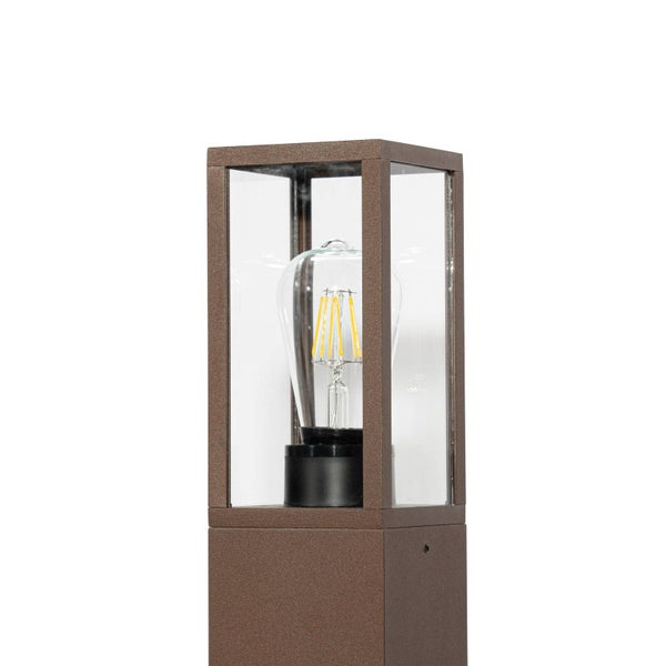 Lindby Außenleuchte Robigus (spritzwassergeschützt (Landhaus, Vintage Rustikal) in Braun aus Aluminium (1 flammig E27) - Wegeleuchte Pollerleuchte Wegelampe Sockelleuchte