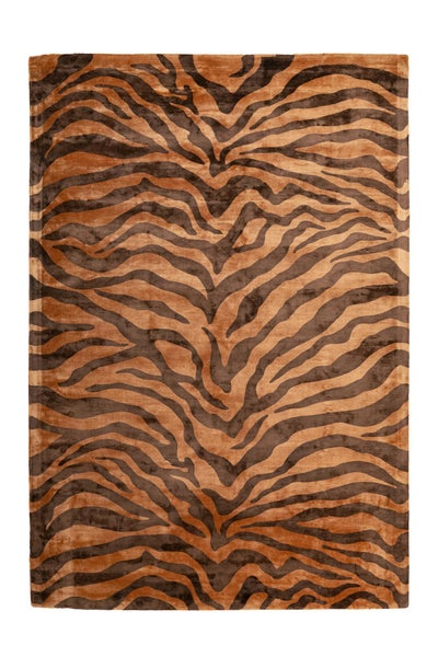 Kurzflor Teppich Selestia Braun / Dunkelbraun Viskose Zebra Muster 160 x 230 cm