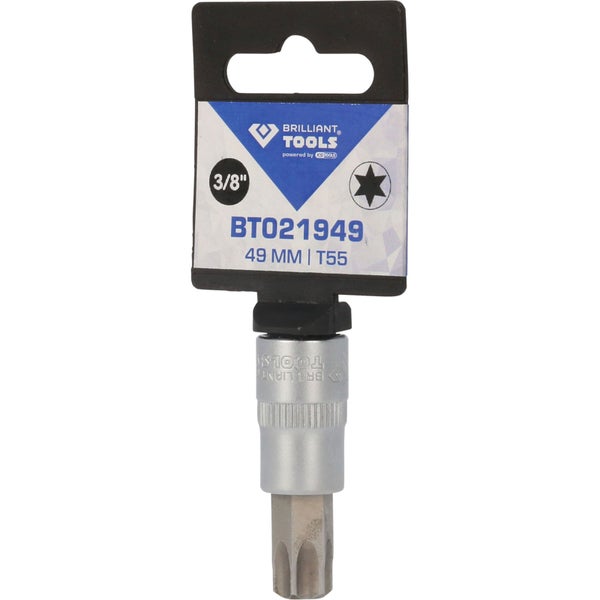 Brilliant Tools Steckschlüssel-Einsatz mit T55 Profil, 49 Millimeter Länge und 3/8 Zoll Antrieb