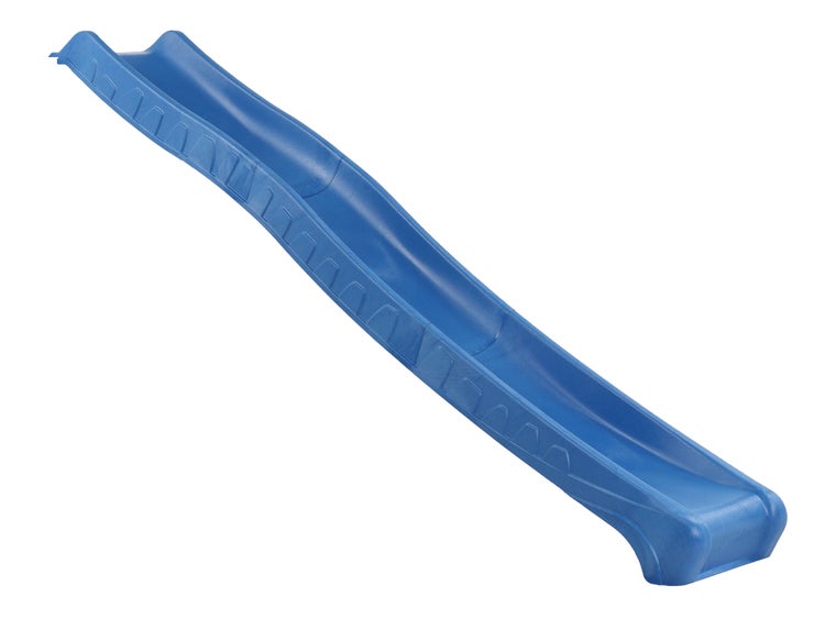 Blaue Wellenrutsche aus robustem Kunststoff für den Garten.