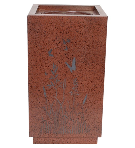 Dekorativer Pflanzkübel mit Pflanzen- und Schmetterlingsmotiv