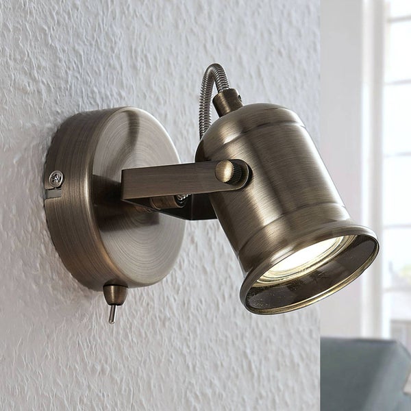 Lindby Strahler Anze (Vintage, Industriell) in Gold / Messing aus Metall (1 flammig GU10) - Deckenlampe Deckenleuchte Lampe Spot Wohnzimmerleuchte