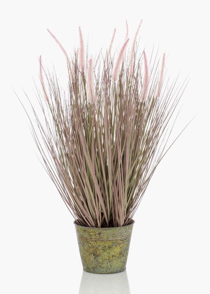 Künstlicher Kirschblütenbaum mit rosa Blüten und grünen Blättern in einem schwarzen Topf.