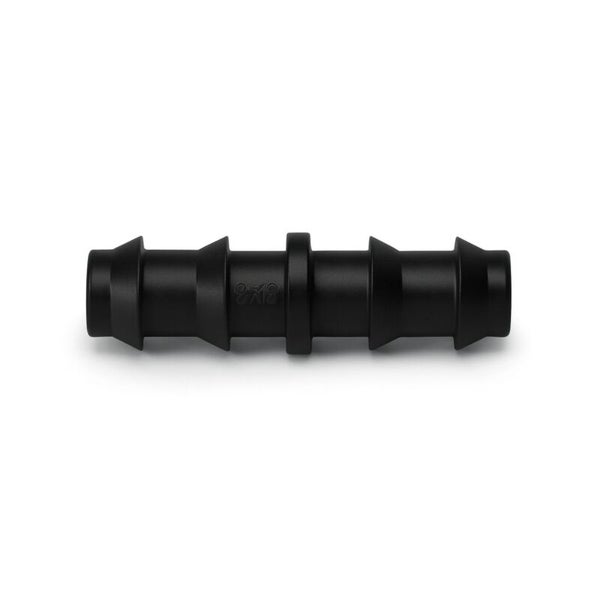 Schlauchverbinder aus Kunststoff in Schwarz mit Widerhaken.