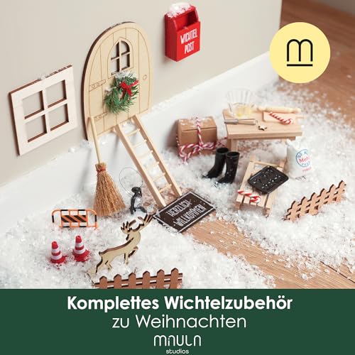 Wichteltür Set - Komplettes Wichtel Zubehör Weihnachten - Wichtelbriefen & Bastelvorlagen - Wichtel Set Weihnachten Komplett - Wichtel Baustelle Set - Wichteltür Zubehör Weihnachtswichtel Milula