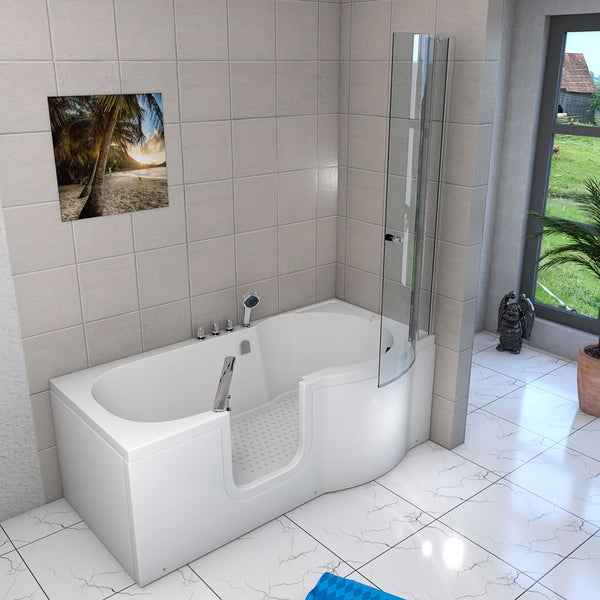 Seniorendusche und Sitzwanne mit Tür S12D-TH-L 170x85 cm