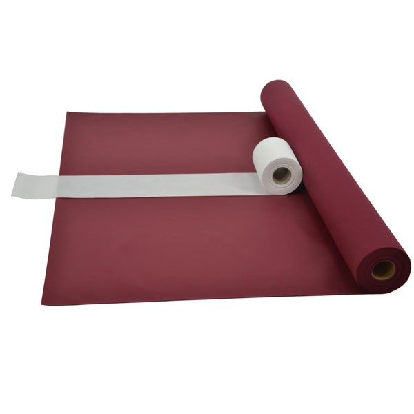 Sensalux Kombi-Set 1 Tischdeckenrolle 1m x 25m bordeaux + Tischläufer 15cm weiß