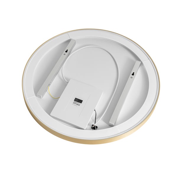 Runde Deckenleuchte von der Rückseite mit Montagehalterungen und elektronischen Komponenten