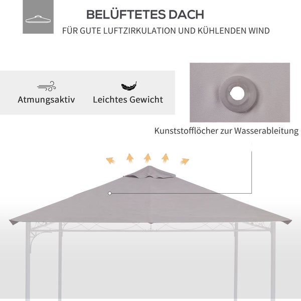 Outsunny Pavillondach, Ersatzdach für Pavillon, 2,98 x 2,95 m, Polyester, Beige