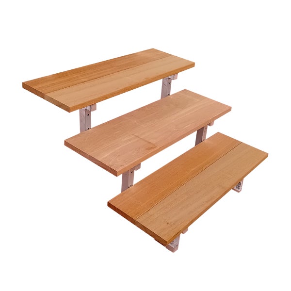 BALI Gartentreppe, Außentreppe, Terrassentreppe  Stahl H54cm - 3 Bankirai Hartholz Stufen B60cm
