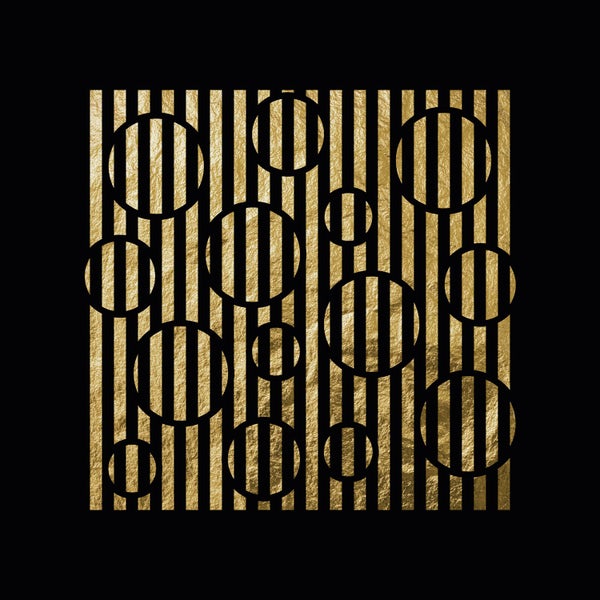Blattgoldbild | Kreise | Abstrakt | Kunst | Wandbild mit Blattgold Applikationen| Handarbeit | Deko | P1779768_GOLD, Format: 50x50cm