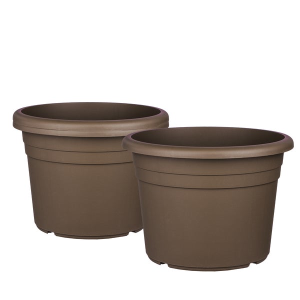 3x Blumentopf Ø 45 cm Farbe Taupe Kunststoff Pflanztopf Containertopf Übertopf Pflanzkübel rund 45 x 32 cm