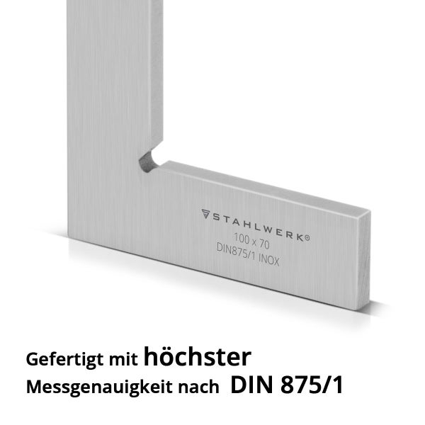 Stahlwerk Winkel aus Edelstahl, 100 x 70 Millimeter, DIN 875/1