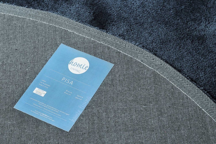 Teppich Rund Dunkelblau Hochflor Pisa Homie Living 120 cm rund