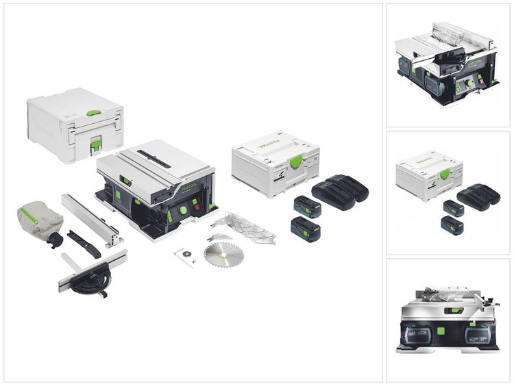 Festool CSC SYS 50 EBI-Plus Akku Tischkreissäge 36 V ( 2x 18 V ) ( 577374 ) 168 mm Brushless + 2x Akku 5,0 Ah + Ladegerät + Systainer