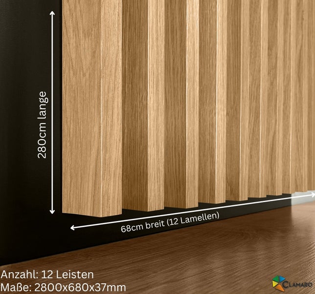 Akustikpaneel CLAMARO Eiche Catania MDF 2750 x 680 x 37 mm