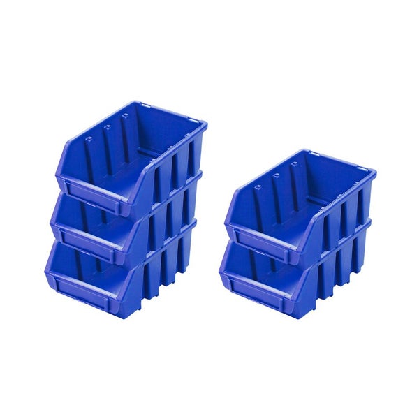 PROREGAL SuperSparSet 5x Sichtlagerbox 2 HxBxT 7,5 x 11,6 x 16,1 cm Polypropylen Blau